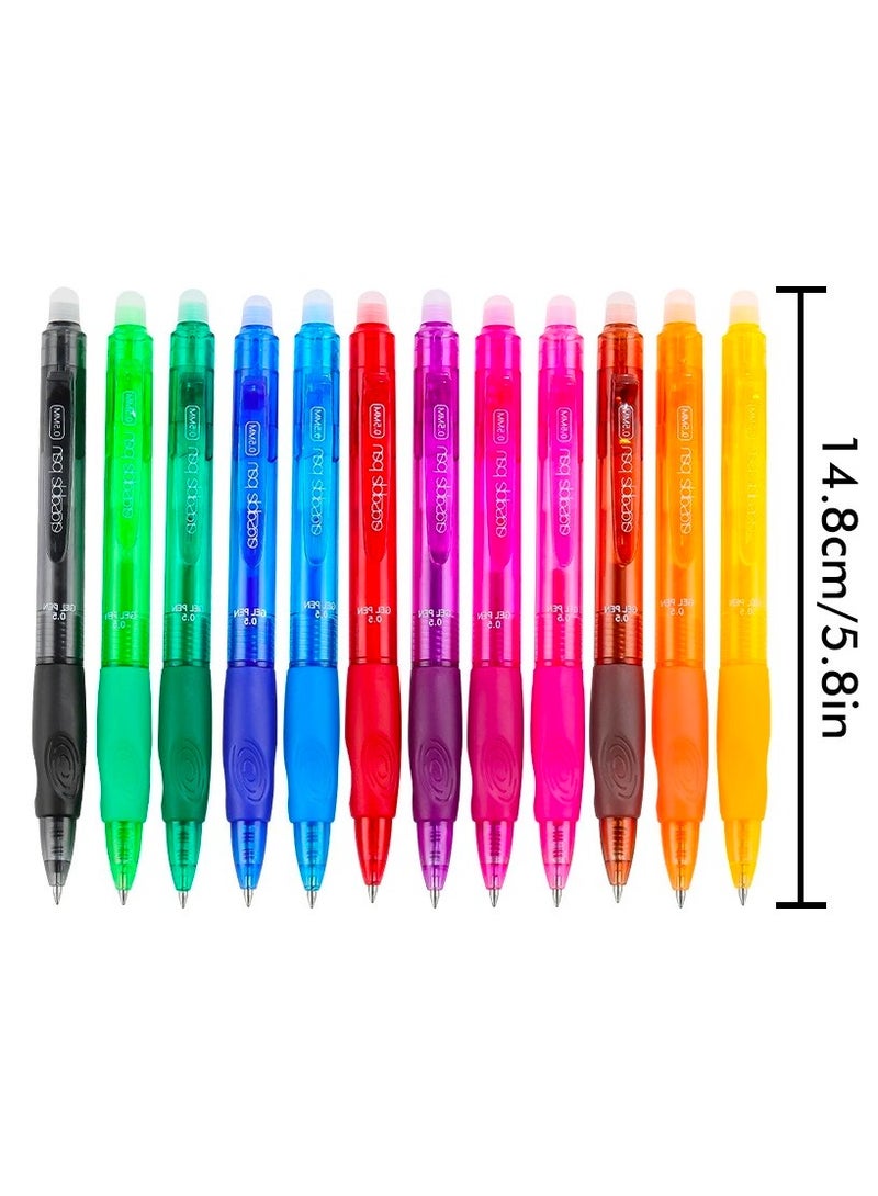 Retractable Erasable Gel Pens, 12-Color Gel Pens With 0.5mm Fine Tip for Writing, Drawing And Note - Image 5