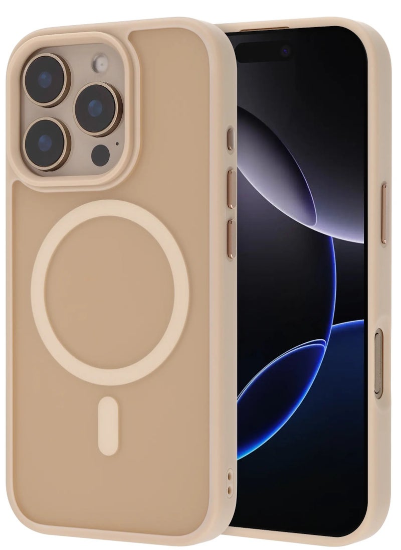 YoYoTech Desert Titanium Matte Finish Compatible for iPhone 16 Pro Case [15th Feet Height Drop Tested] Soft Silky iPhone 16 Pro Magnetic Case [ Supports Wireless Charging] 