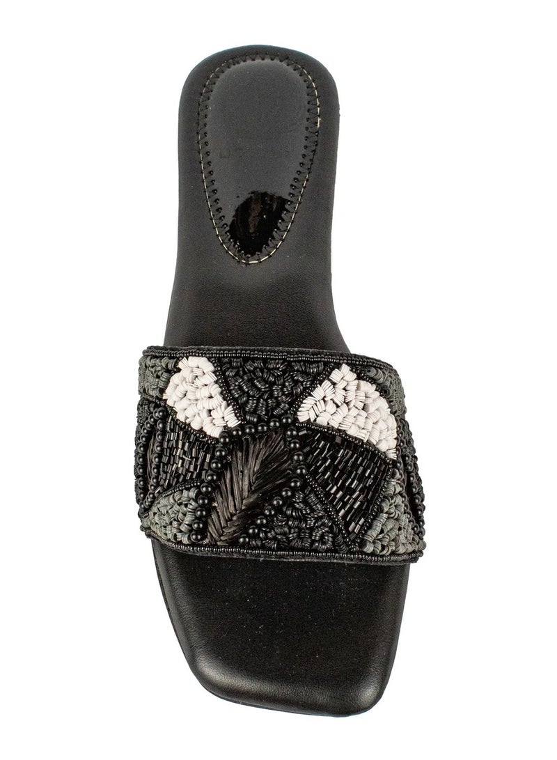 Dollar's Fashion S212F - Women Sandals | Handcrafted Flat Slippers | Comfortable Daily Wear Flats | Casual Slippers (Black) - Image 4