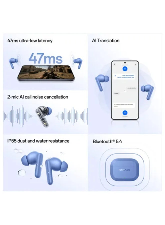ون بلس سماعات أذن Nord Buds 3r TWS مع بطارية تصل إلى 54 ساعة | محركات تيتانيوم 12.4 مم | صوت ثلاثي الأبعاد | إلغاء الضوضاء بالذكاء الاصطناعي مع ميكروفون مزدوج | زمن استجابة منخفض 47 مللي ثانية | IP55 | بلوتوث 5.4 (أسود رمادي) - Image 5