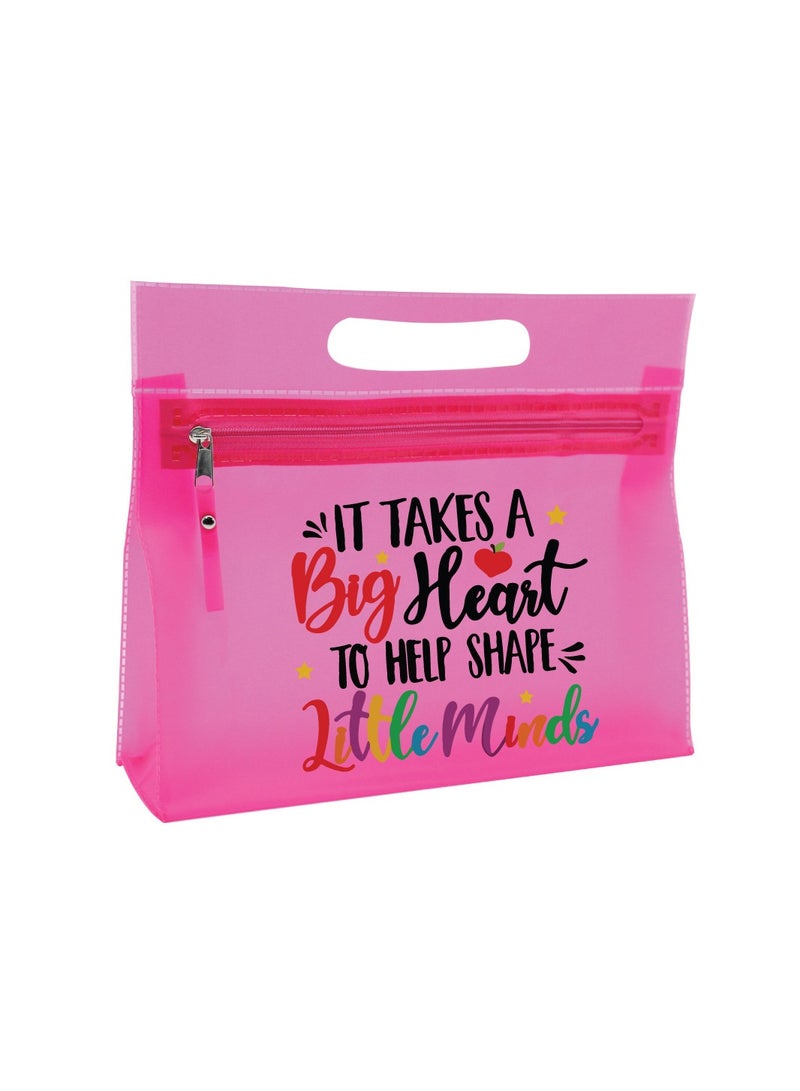 PRINTSHOP4ME Teachers Day Gift Pink Transparent Cosmetic Bag with zipper closure - Teacher Appriciation Gift - Gift for Teacher - Teacher Gifts  - Image 2