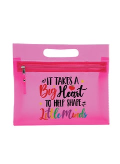 PRINTSHOP4ME Teachers Day Gift Pink Transparent Cosmetic Bag with zipper closure - Teacher Appriciation Gift - Gift for Teacher - Teacher Gifts  - Image 1