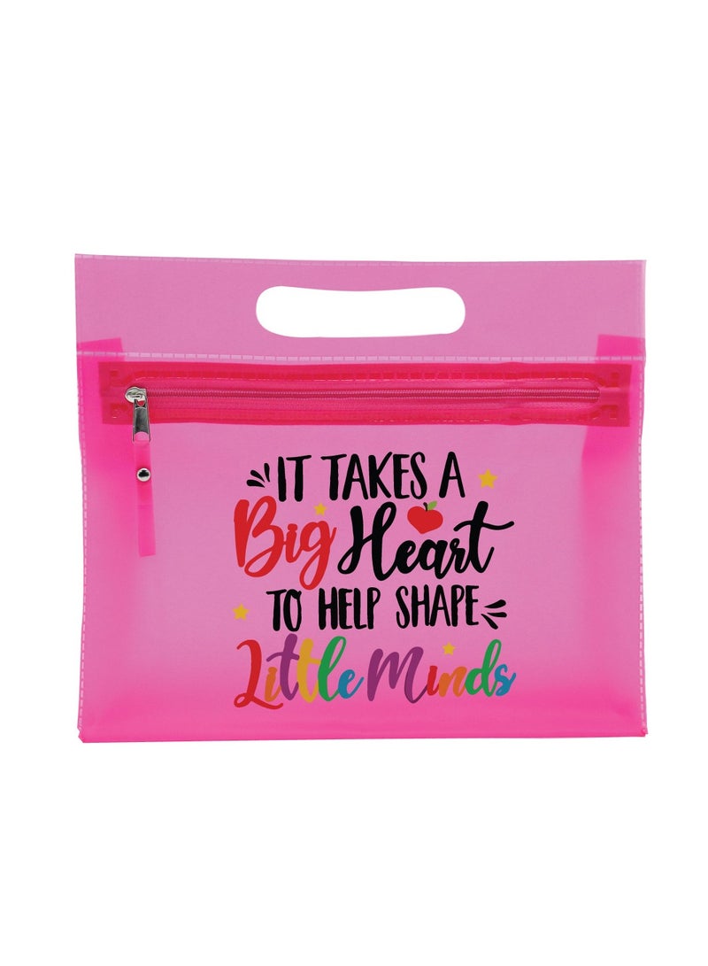 PRINTSHOP4ME Teachers Day Gift Pink Transparent Cosmetic Bag with zipper closure - Teacher Appriciation Gift - Gift for Teacher - Teacher Gifts  - Image 1
