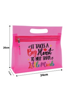 PRINTSHOP4ME Teachers Day Gift Pink Transparent Cosmetic Bag with zipper closure - Teacher Appriciation Gift - Gift for Teacher - Teacher Gifts  - Image 5
