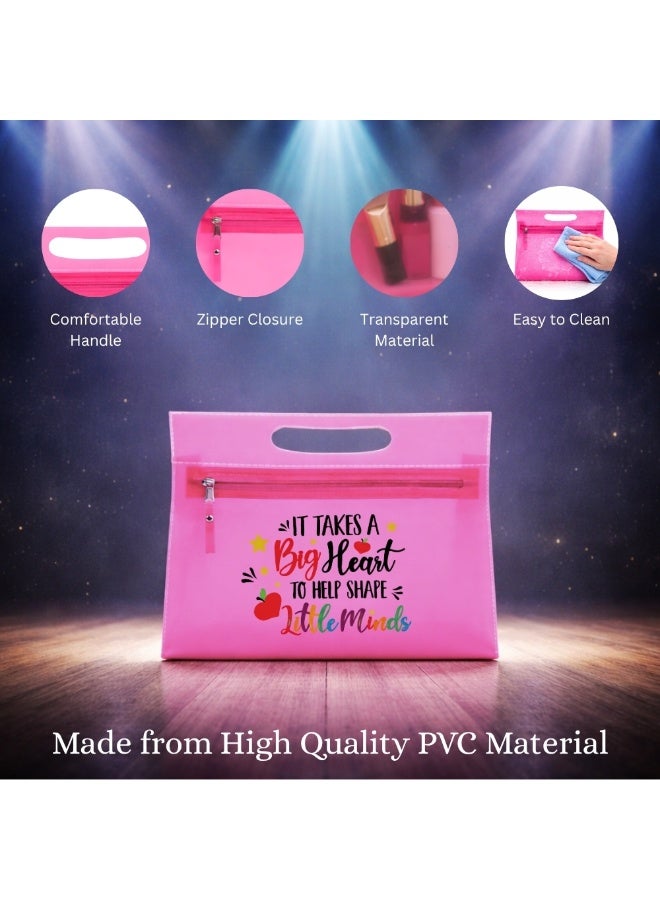 PRINTSHOP4ME Teachers Day Gift Pink Transparent Cosmetic Bag with zipper closure - Teacher Appriciation Gift - Gift for Teacher - Teacher Gifts - Image 4