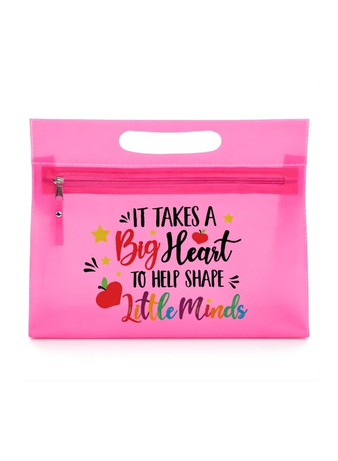 PRINTSHOP4ME Teachers Day Gift Pink Transparent Cosmetic Bag with zipper closure - Teacher Appriciation Gift - Gift for Teacher - Teacher Gifts - Image 1