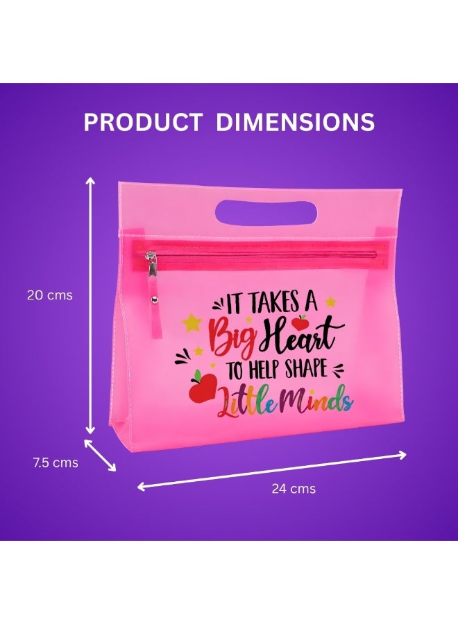PRINTSHOP4ME Teachers Day Gift Pink Transparent Cosmetic Bag with zipper closure - Teacher Appriciation Gift - Gift for Teacher - Teacher Gifts - Image 3