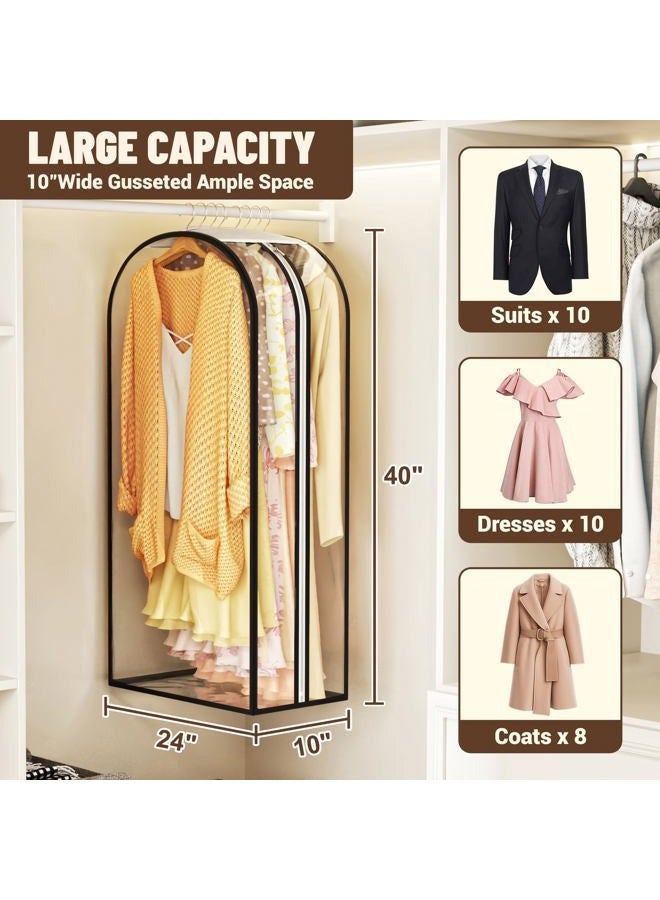 Ramota Garment Bags for Hanging Clothes 40” Long,Ultra Clear Suit Bags for Closet Storage,Moving Organization,Travel Covers with 10" Gussets for Coat, Dress, Shirt and Sweater-2 PCS - Image 2