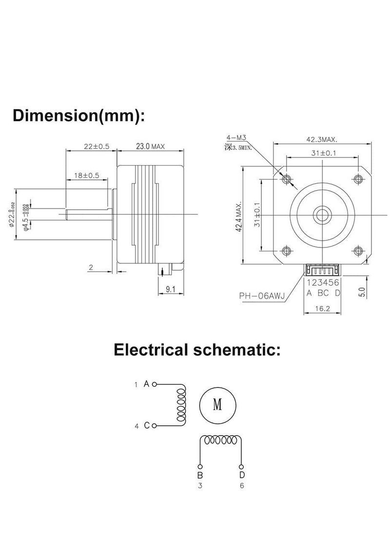 Y&D - Nema17 Stepper Motor Bipolar 42 4-Lead Wire with 1m Cable (1Pack, 23mm ) - Image 1