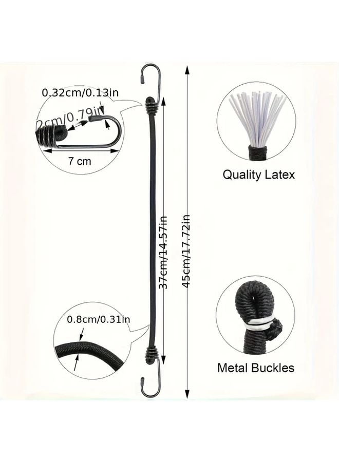 15 قطعة من أربطة الشد المطاطية عالية القوة مع خطاطيف 45 سم تحت قوة شد 122 رطلاً - Image 3