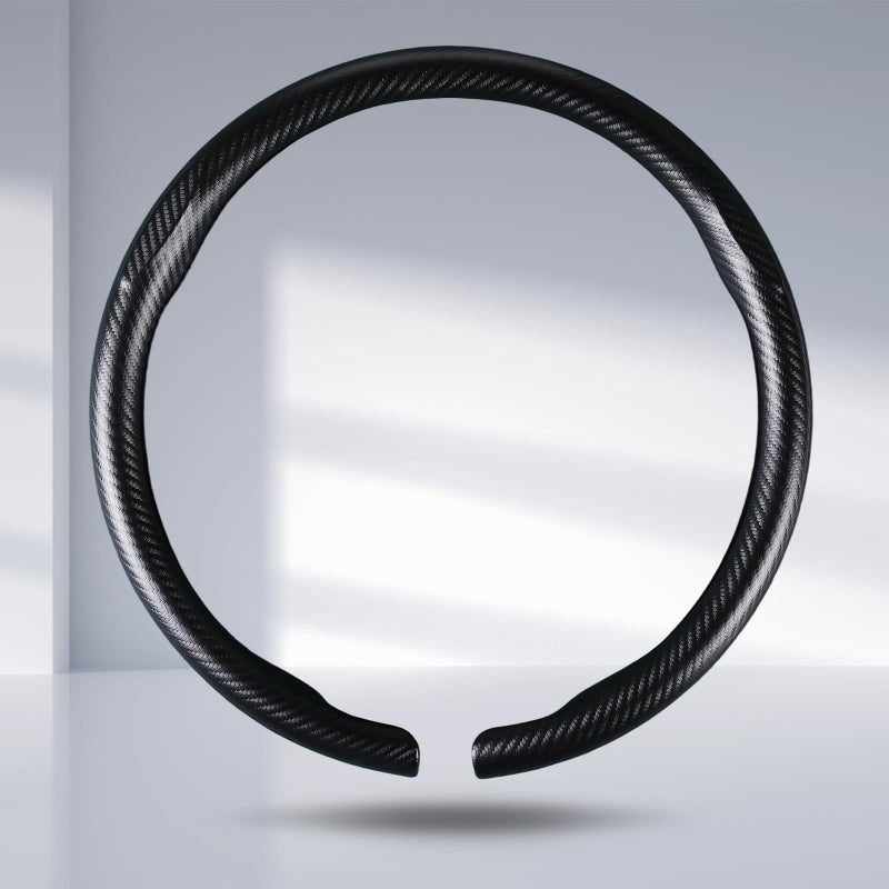 Aotoyou Carbon Fiber Steering Wheel Cover, Thin Steering Wheel Cover Protector Universal Car Steering Wheel Accessories, Matte Black - Image 1