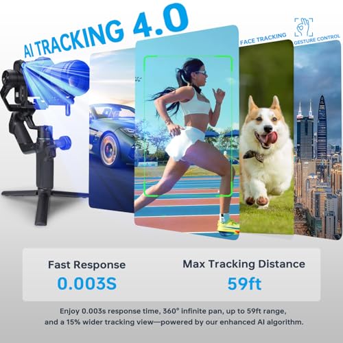 FeiyuTech SCORP Mini 3 Pro Camera Gimbal with AI Tracker,Detachable Remote Handle All in One Camera Stabilizer,for Sony/Canon/Nikon/Gopro11/DJI Action 5 pro/iPhone 16,Payload 4.4lbs,Bluetooth Control - Image 3