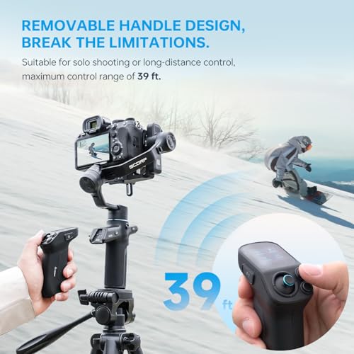FeiyuTech SCORP Mini 3 Pro Camera Gimbal with AI Tracker,Detachable Remote Handle All in One Camera Stabilizer,for Sony/Canon/Nikon/Gopro11/DJI Action 5 pro/iPhone 16,Payload 4.4lbs,Bluetooth Control - Image 2