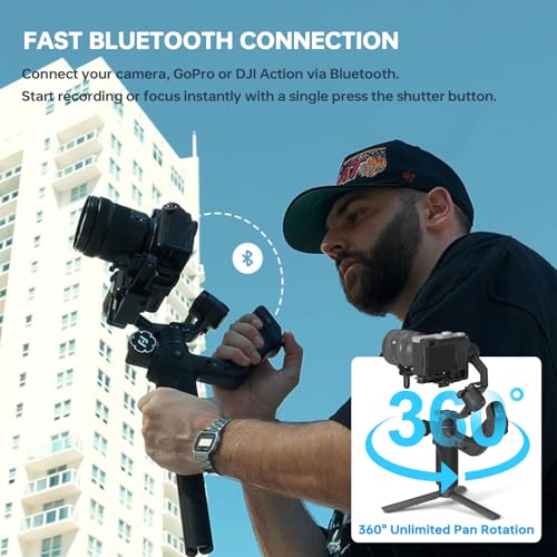 FeiyuTech SCORP Mini 3 Pro Camera Gimbal with AI Tracker,Detachable Remote Handle All in One Camera Stabilizer,for Sony/Canon/Nikon/Gopro11/DJI Action 5 pro/iPhone 16,Payload 4.4lbs,Bluetooth Control - Image 5