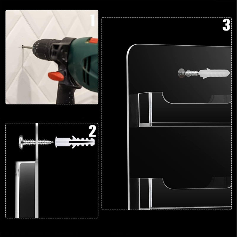 Clear Acrylic Wall Mount Business Card Holder With 16 Pockets Brochure Display Stand - Image 3