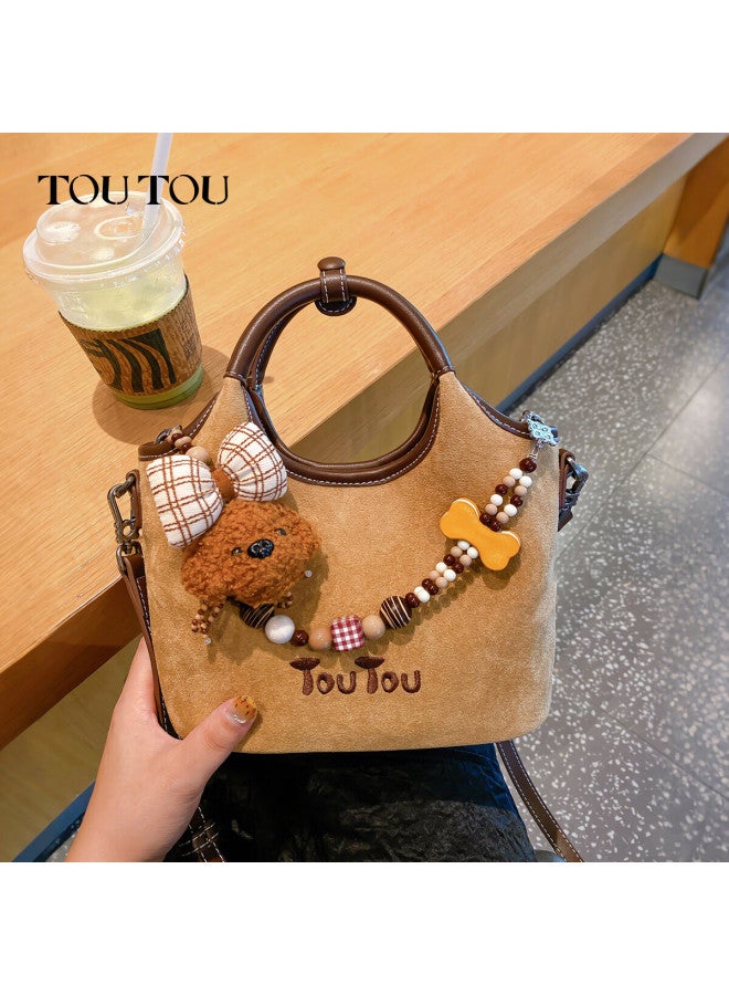 Toutou New Women's Bag Dog Beaded Suede Basket Shoulder Crossbody Tote Birthday New Year Year Of The Horse Gift - Image 2
