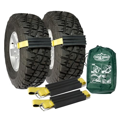 TRACGRABBER Tire Traction Device for Trucks & Large SUVs, Set of 2 -Made in the USA, Anti Skid Emergency Tire Straps to Get Unstuck from Snow, Mud, & Sand -Snow Traction Mat or Tire Chain Alternative - Image 1