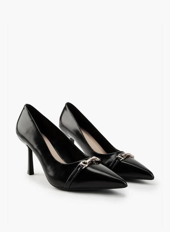 Flora Bella By Shoexpress Metallic Accent Pointed Toe Pumps with Stiletto Heel