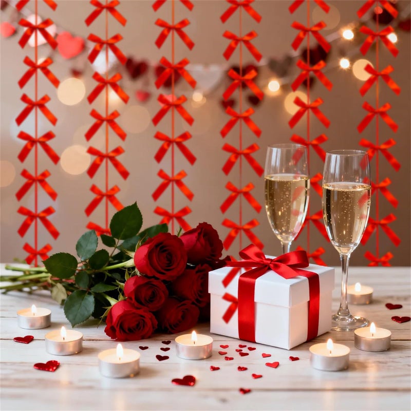 Haptda Red Ribbon Bow Hanging Garland for Baby Shower Red Bow Party Decorations Girls Bow Birthday Decoration Wedding Valentine's Day Mother's Day Party Room DÃ©cor 6pcs - Image 5