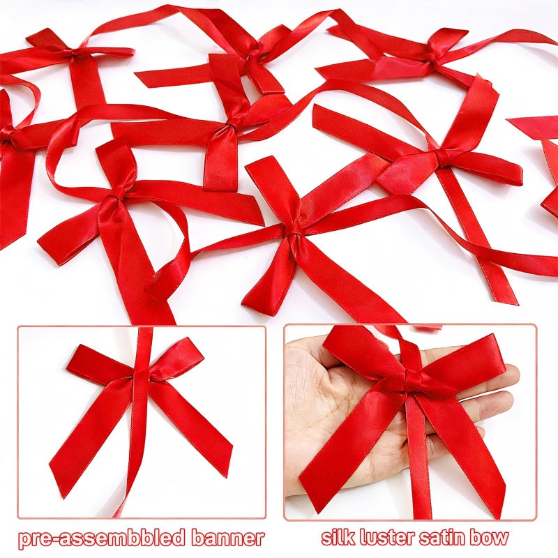 Haptda Red Ribbon Bow Hanging Garland for Baby Shower Red Bow Party Decorations Girls Bow Birthday Decoration Wedding Valentine's Day Mother's Day Party Room DÃ©cor 6pcs - Image 4