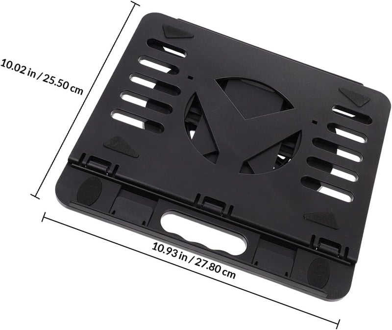 Portable Folding Rotary Laptop Stand Riser with Adjustable Height and Cooling for Desk Use, Black Compact Laptop Holder for Office and Home Computers - Image 2