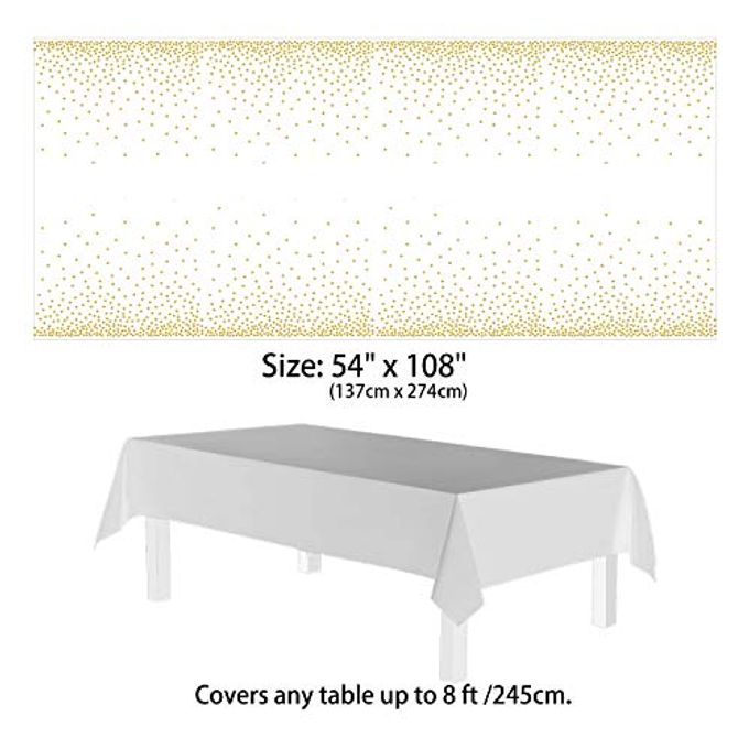 hapray 4 Pack Plastic Tablecloths for Rectangle Tables, Waterproof Disposable Party Table Cloths with Gold Dot, Rectangular Table Covers for Decorations, Baby Shower, Birthday, Wedding, New Year - Image 5