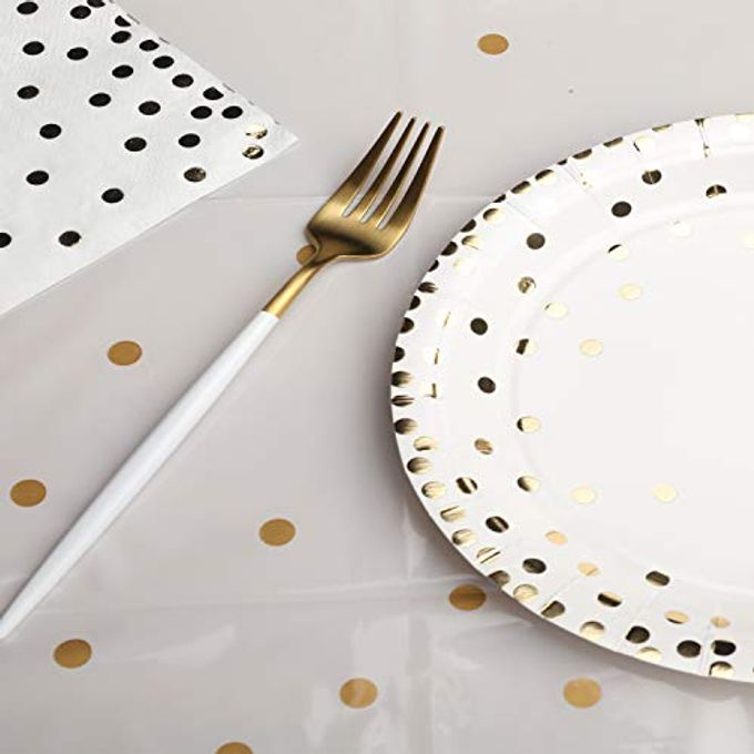 hapray 4 Pack Plastic Tablecloths for Rectangle Tables, Waterproof Disposable Party Table Cloths with Gold Dot, Rectangular Table Covers for Decorations, Baby Shower, Birthday, Wedding, New Year - Image 3