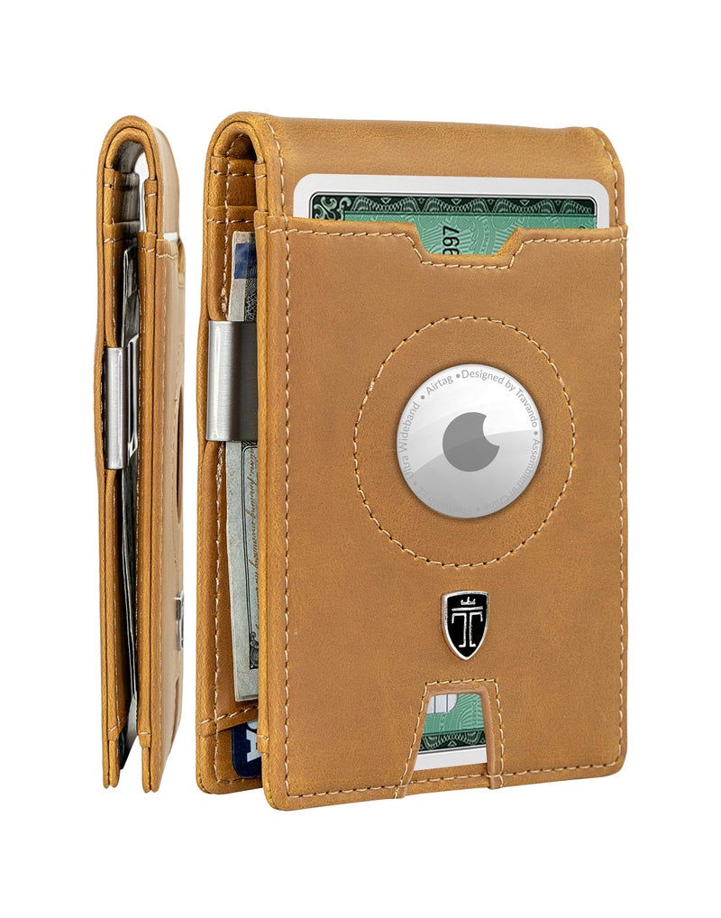 TRAVANDO AirTag* Wallet Mens Wallet with Money Clip Air Tag Wallet Card Holder RFID Blocking Bifold Gifts for Men - Image 1