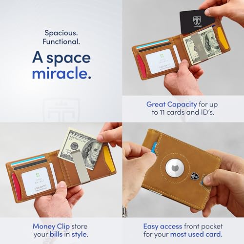 TRAVANDO AirTag* Wallet Mens Wallet with Money Clip Air Tag Wallet Card Holder RFID Blocking Bifold Gifts for Men - Image 4