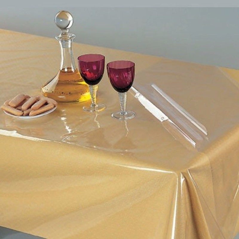 HOMECROWN Dust Proof Waterproof Dining Geometrical Rectangular 6 to 8 Seater Table Cover Transparent 60 x 90 InchPolyvinyl Chloride Pack of 1 - Image 3