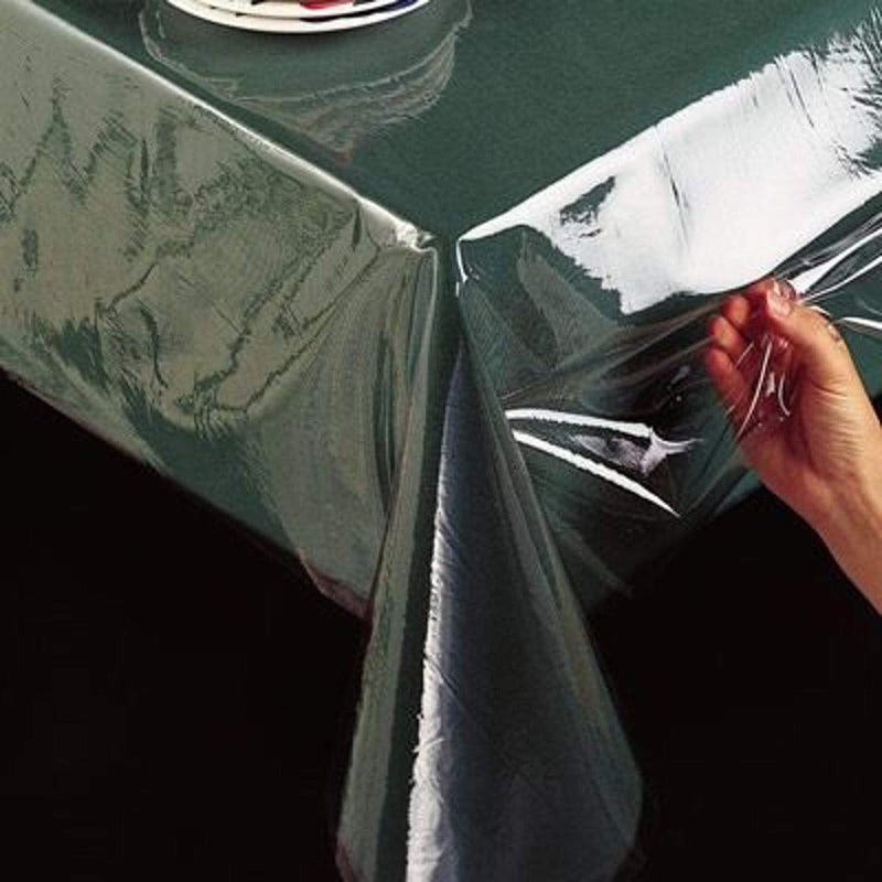 HOMECROWN Dust Proof Waterproof Dining Geometrical Rectangular 6 to 8 Seater Table Cover Transparent 60 x 90 InchPolyvinyl Chloride Pack of 1 - Image 2