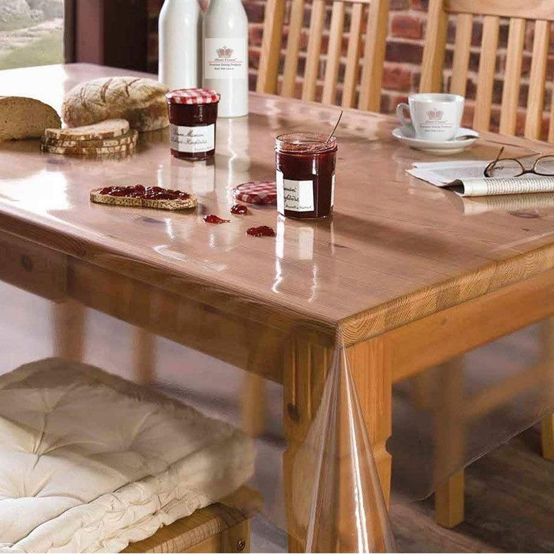 HOMECROWN Dust Proof Waterproof Dining Geometrical Rectangular 6 to 8 Seater Table Cover Transparent 60 x 90 InchPolyvinyl Chloride Pack of 1 - Image 5
