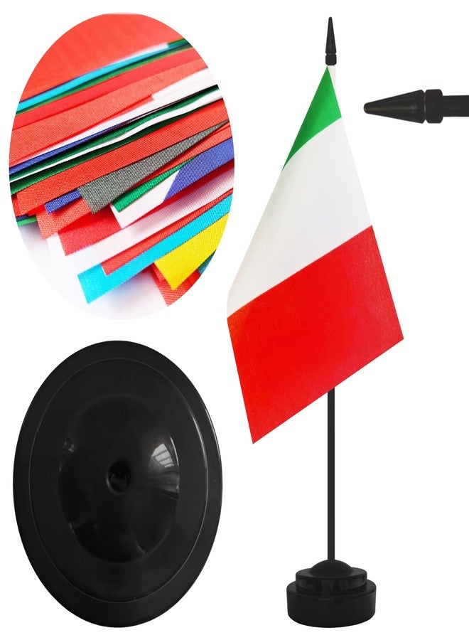 Yamiuo 2 Pack Italy Desk Flag Set, Italian Desktop Small Miniature Table Office Flag with 12" Black Pole and Black Base, Offices, Classroom, Home, Festival Decoration (Italy) - Image 3