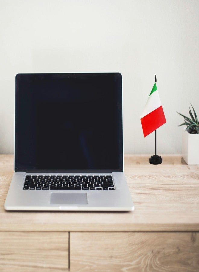 Yamiuo 2 Pack Italy Desk Flag Set, Italian Desktop Small Miniature Table Office Flag with 12" Black Pole and Black Base, Offices, Classroom, Home, Festival Decoration (Italy) - Image 5
