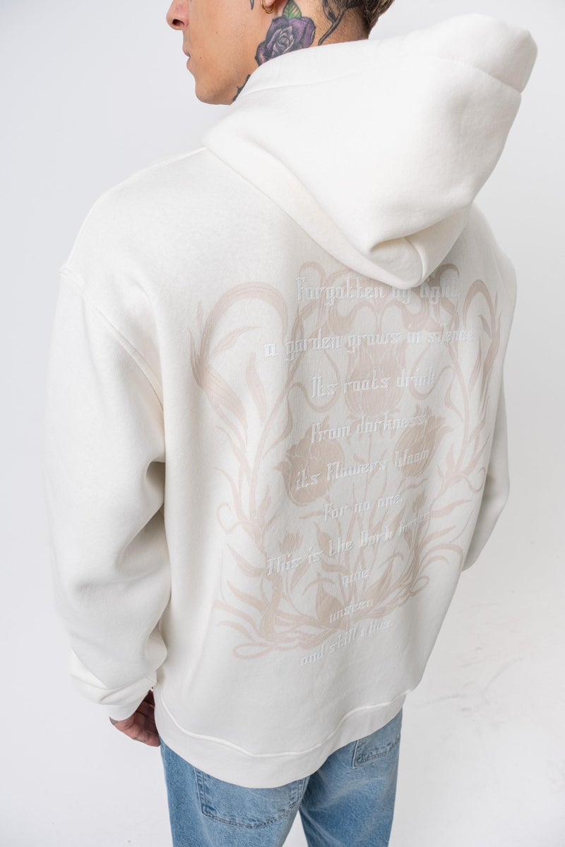 RESPIRE Men's Garden Printed Hooded Oversize Hoodie Ecru - Image 5
