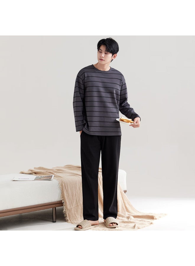 Your Sun Yiershuang Men's Pajamas, Autumn And Winter Round Neck Long Sleeve Striped Loose Casual Loungewear Set For Outdoor Wear - Image 5