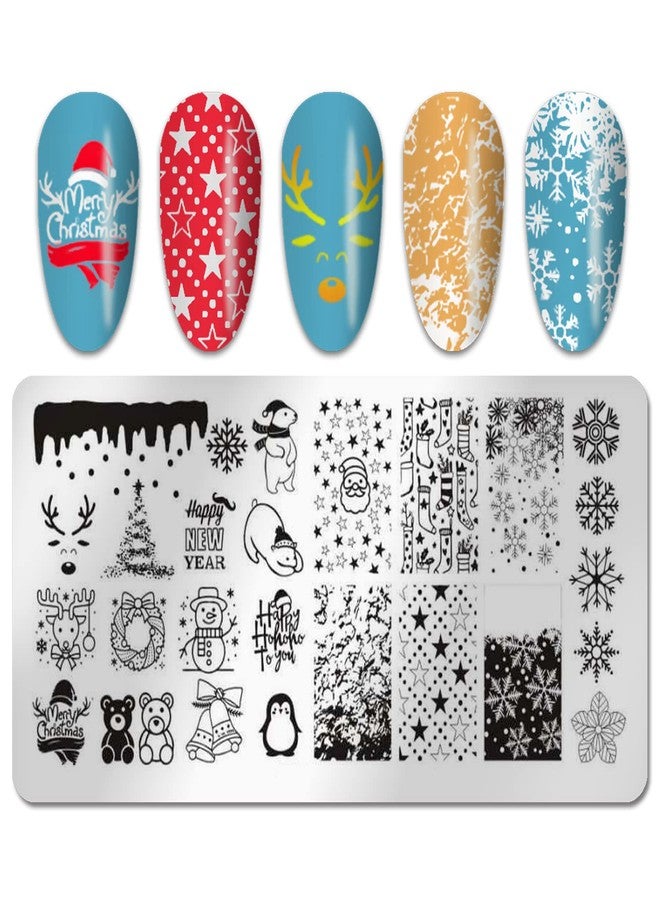 SILPECWEE مجموعة SILPECWEE من 6 قطع لوحات طباعة الأظافر لعيد الميلاد، طابع أظافر بطريق، دب قطبي، أيل، قوالب أظافر حيوانات، مجموعة طباعة فن الأظافر، قالب مانيكير عطلة - Image 3