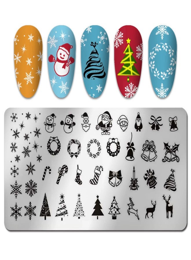 SILPECWEE مجموعة SILPECWEE من 6 قطع لوحات طباعة الأظافر لعيد الميلاد، طابع أظافر بطريق، دب قطبي، أيل، قوالب أظافر حيوانات، مجموعة طباعة فن الأظافر، قالب مانيكير عطلة - Image 5