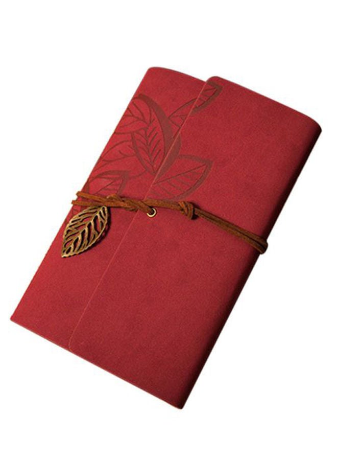 NIBEMINENT Loose-Leaf Notebook With Leaf Pendant Dark Red