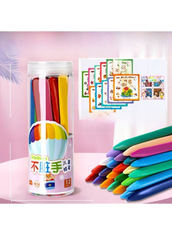 mriya Children's Non-dirty Hand Crayon Student Graffiti Oil Painting Stick Washable Triangle Pole Plastic Crayon - Image 1