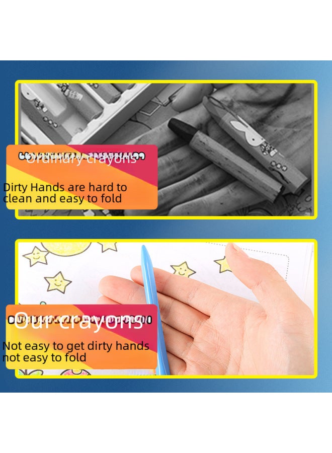 mriya Children's Non-dirty Hand Crayon Student Graffiti Oil Painting Stick Washable Triangle Pole Plastic Crayon - Image 4