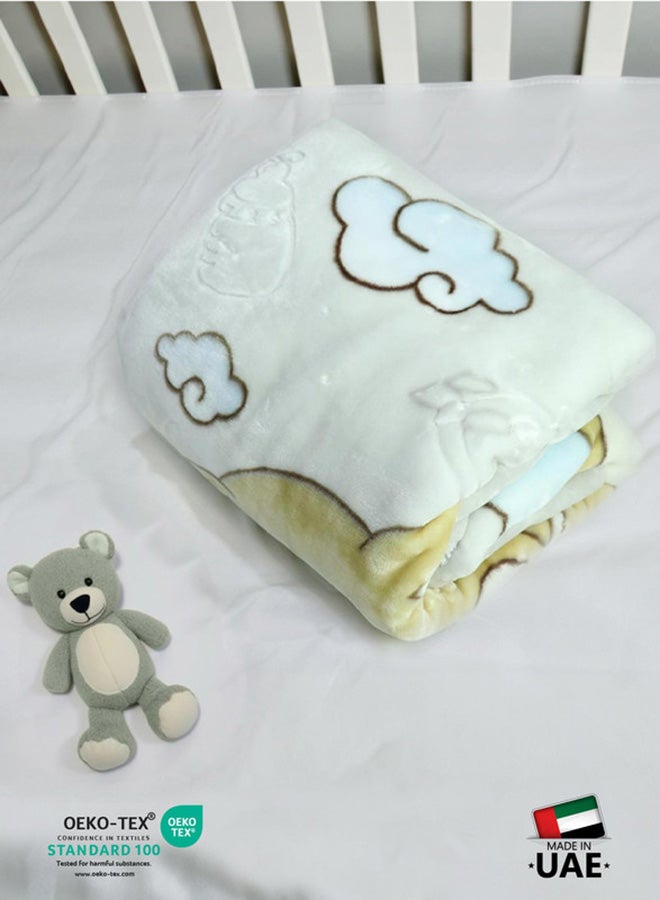 Cotton home Ultra-Soft Bear Baby Blanket Lightweight & Cozy Plush with Embossed Design, 140x110cm - Grey - Image 5