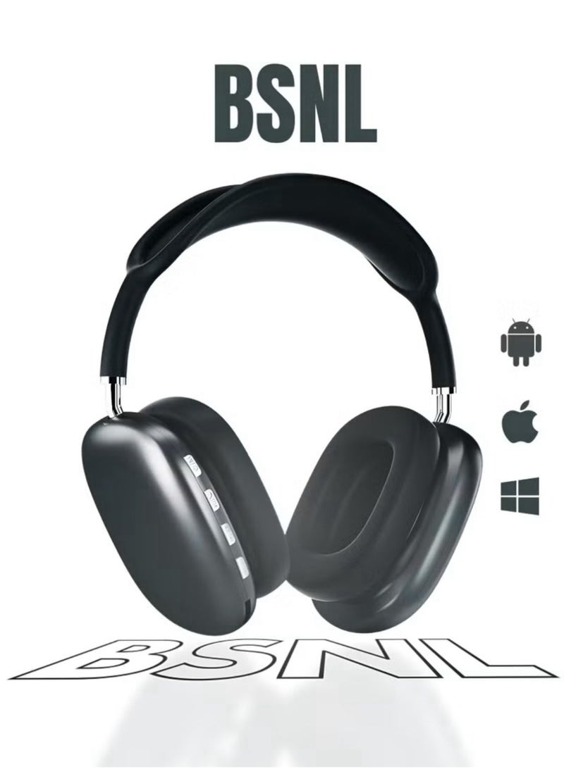 بي إس إن إل سماعة رأس لاسلكية P9 تعمل بتقنية البلوتوث فوق الأذن مزودة بميكروفون أسود - Image 1