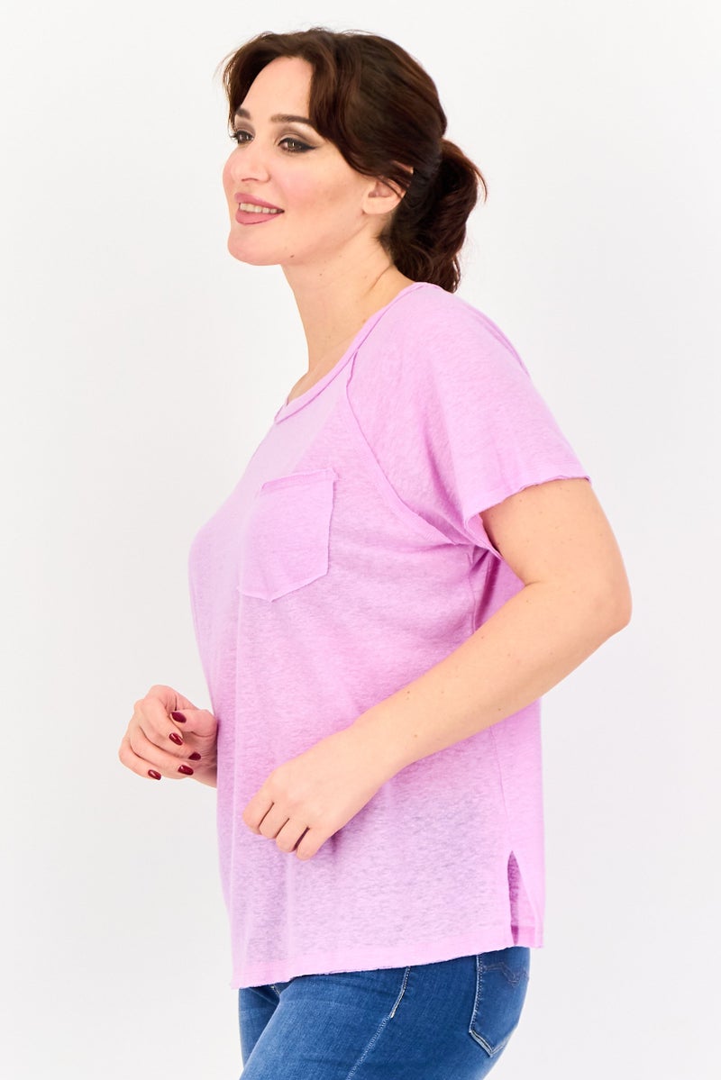 Member's Mark Women Crew Neck Short Sleeve Plain T-shirt, Purple - Image 2