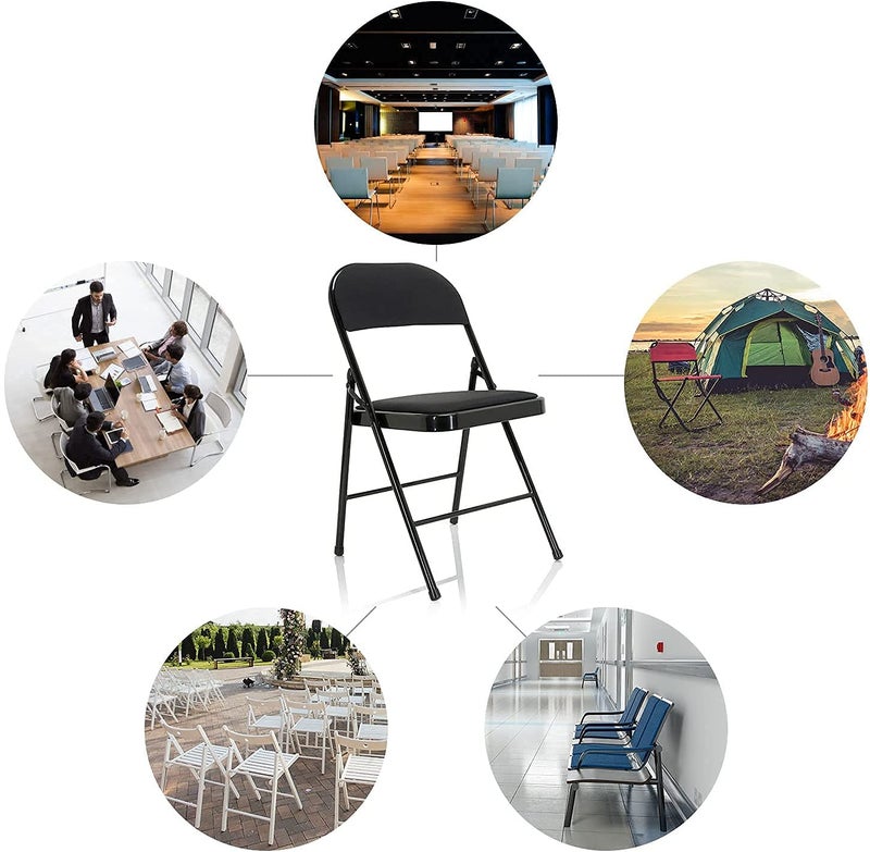 Ritmo Foldable Chairs with Padded Seats Metal Foldable Chairs Portable Foldable Dining Chairs Home Office Student Study Chair Pack of 1 - Image 2