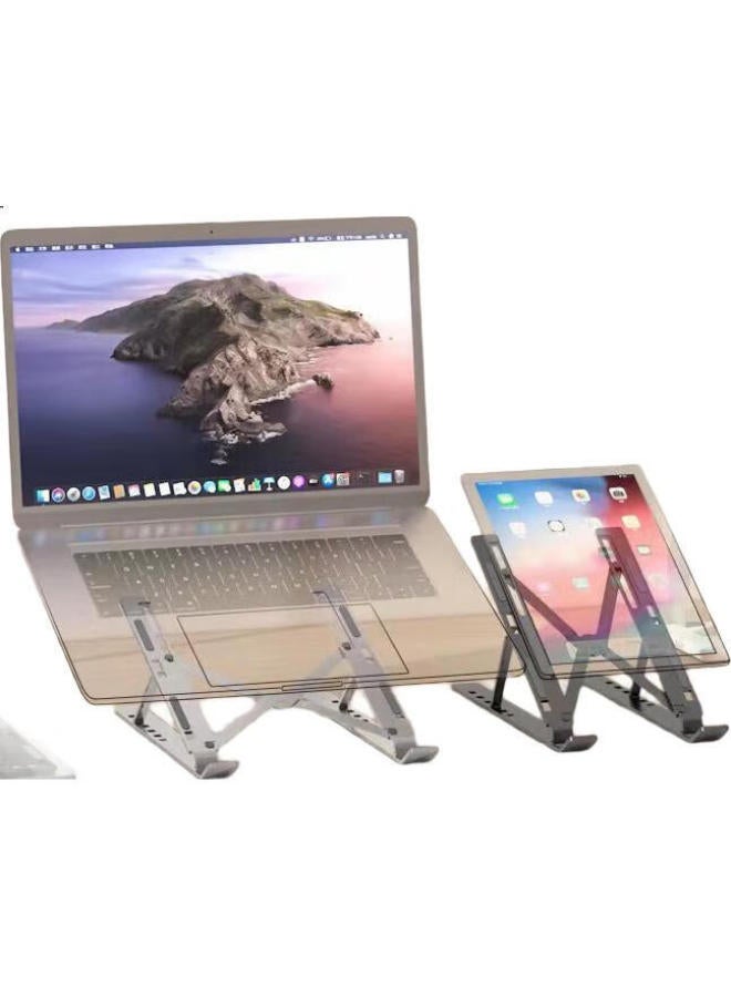 Jplayer Laptop Stand Cooling Bracket Aluminum Alloy Folding Heightening Stand Portable Adjustable Vertical Laptop Gaming Stand Apple Savior Huawei Universal Black - Image 2