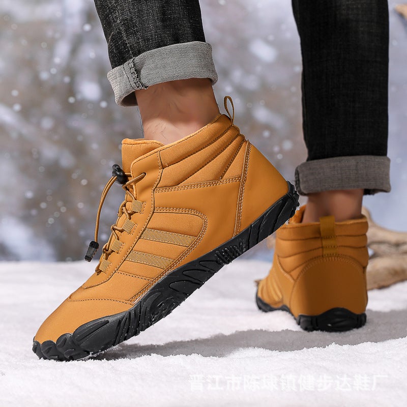 Five-Finger Cotton-Padded Shoes Non-Slip Wear-Resistant Couple Hiking Shoes Warm High-Top Wool Boots Men'S And Women'S Outdoor Winter Hiking Shoes - Image 4