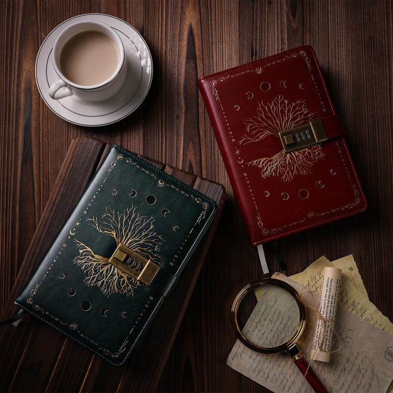 TIEFOSSI Diary with Lock, Tree of Life Vintage Journal with Lock for Women Men, A5 Refillable Locked Notebook for Writing, 224 Numbered Pages - Image 5