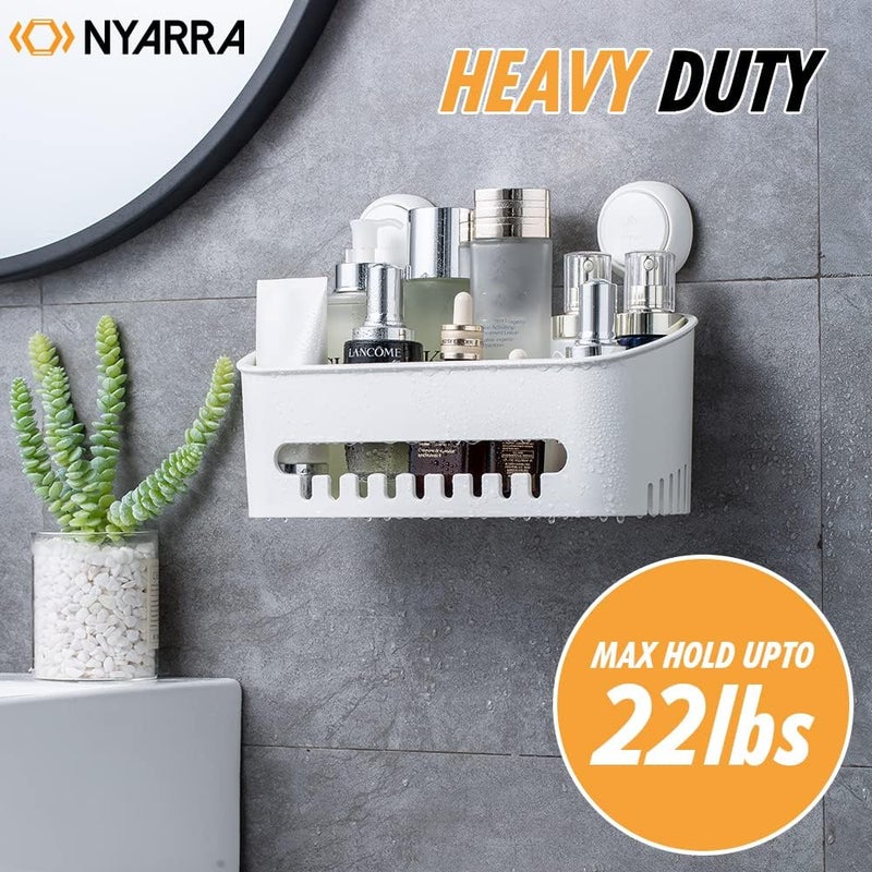 Nyarra Vacuum Suction Shower Caddy for Bathroom Hanging - Drill-Free Installation, Removable, Suction Shelf for Bedroom - Wall Mount Storage Baskets for Kitchen - Shampoo Rack, Toiletries Holder - Image 4