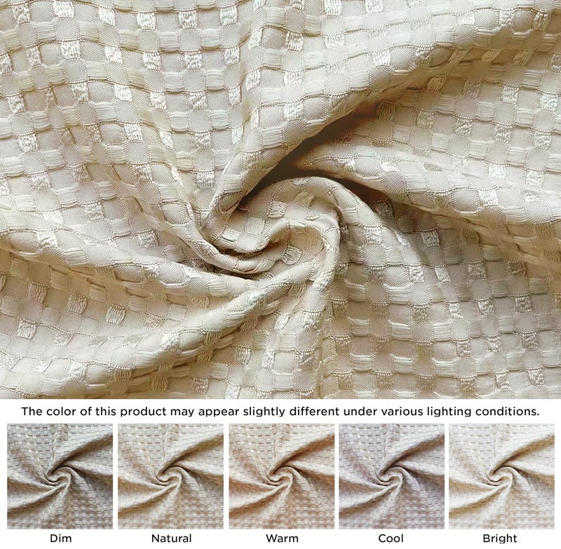 MIYE Pleated Waffle Weave Bed Skirt, Tailored Dust Ruffle 12 Inch Drop Easy Fit, Machine Washable,No Split Corners (Beige,Cal King - 12" Drop) - Image 2